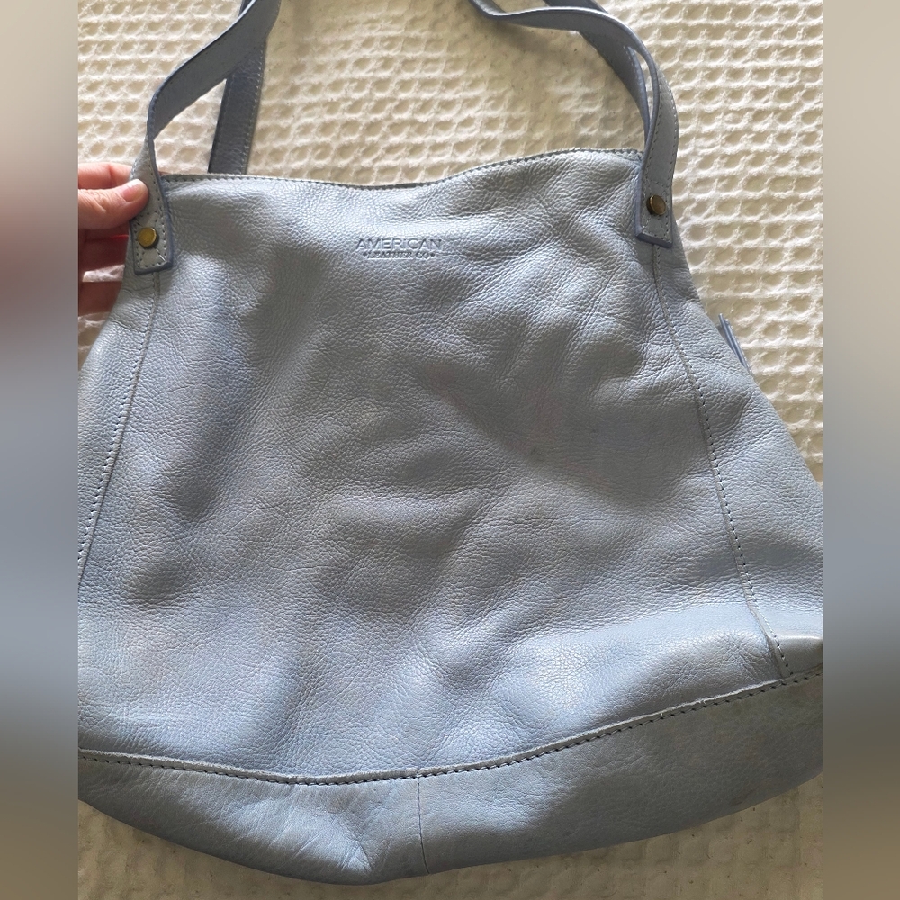 Slouchy Blue Leather Hobo Bag with Soft Design